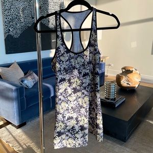 Lululemon Run Swiftly Racerback Tank in Yellow/Gray Floral.